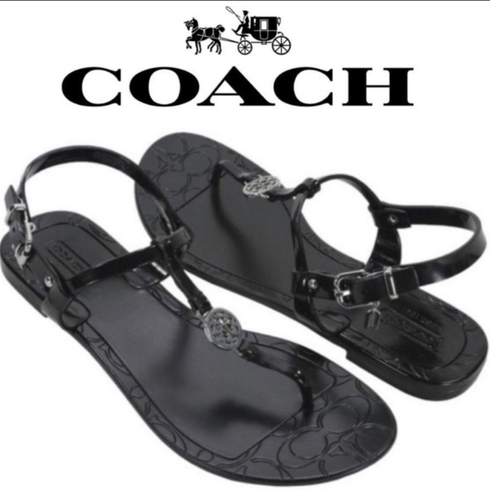 Coach Pansy Black Jelly Sandals Size 9B